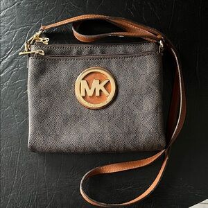 Michael Kors Black and Brown Crossbody Bag